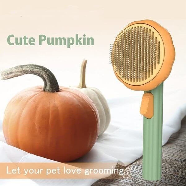 BowLift | Pumpkin Pet Comb Pet Grooming Self-Cleaning Brush For Dogs Cats Puppy Rabbits