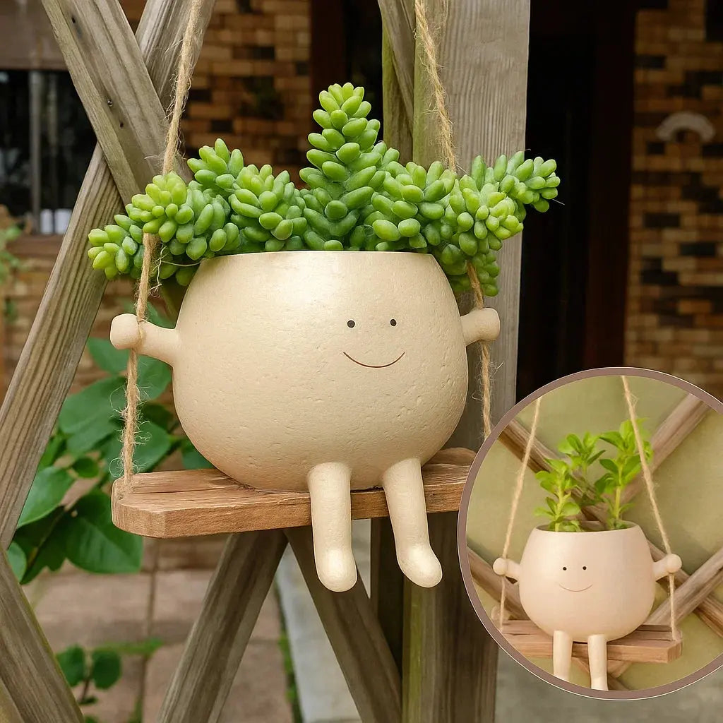 BowLift | Hanging planter with smiling face