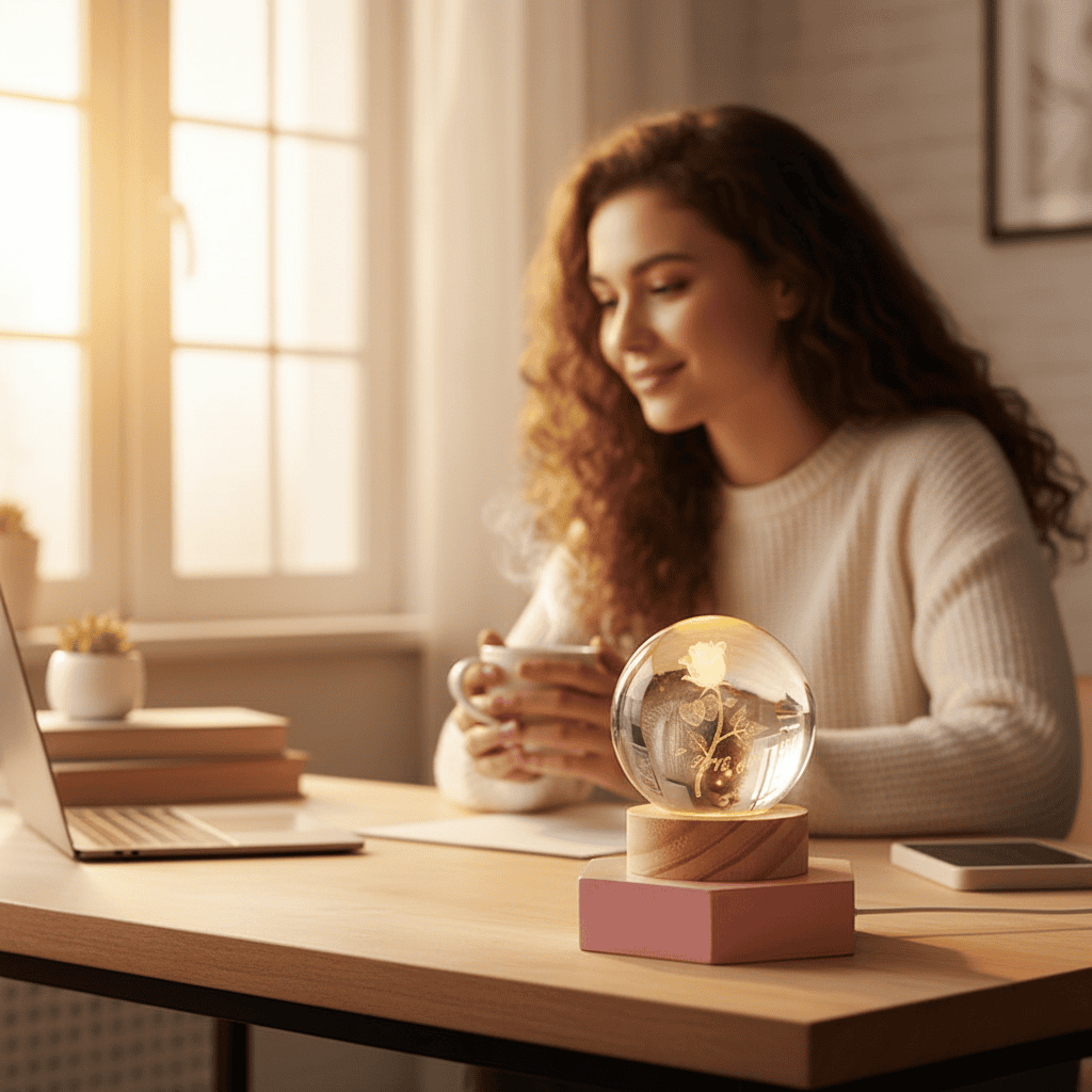 BowLift | AURASHINE – 3D LED Crystal Lamp for Dreamy Night Ambiance