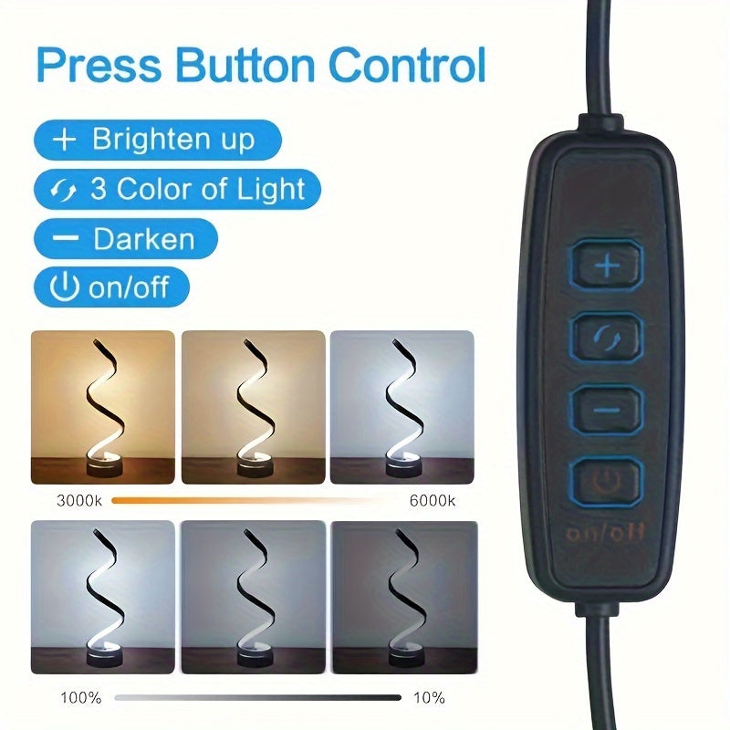 BowLift | Modern Spiral Table Lamp – Creative LED Desk Lamp with Gentle Warm Light, Perfect for Bedroom, Living Room, and Study Decor