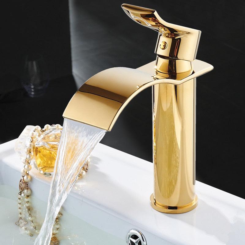 BowLift | Vanity faucet waterfall faucet brass vanity faucet mixer tap