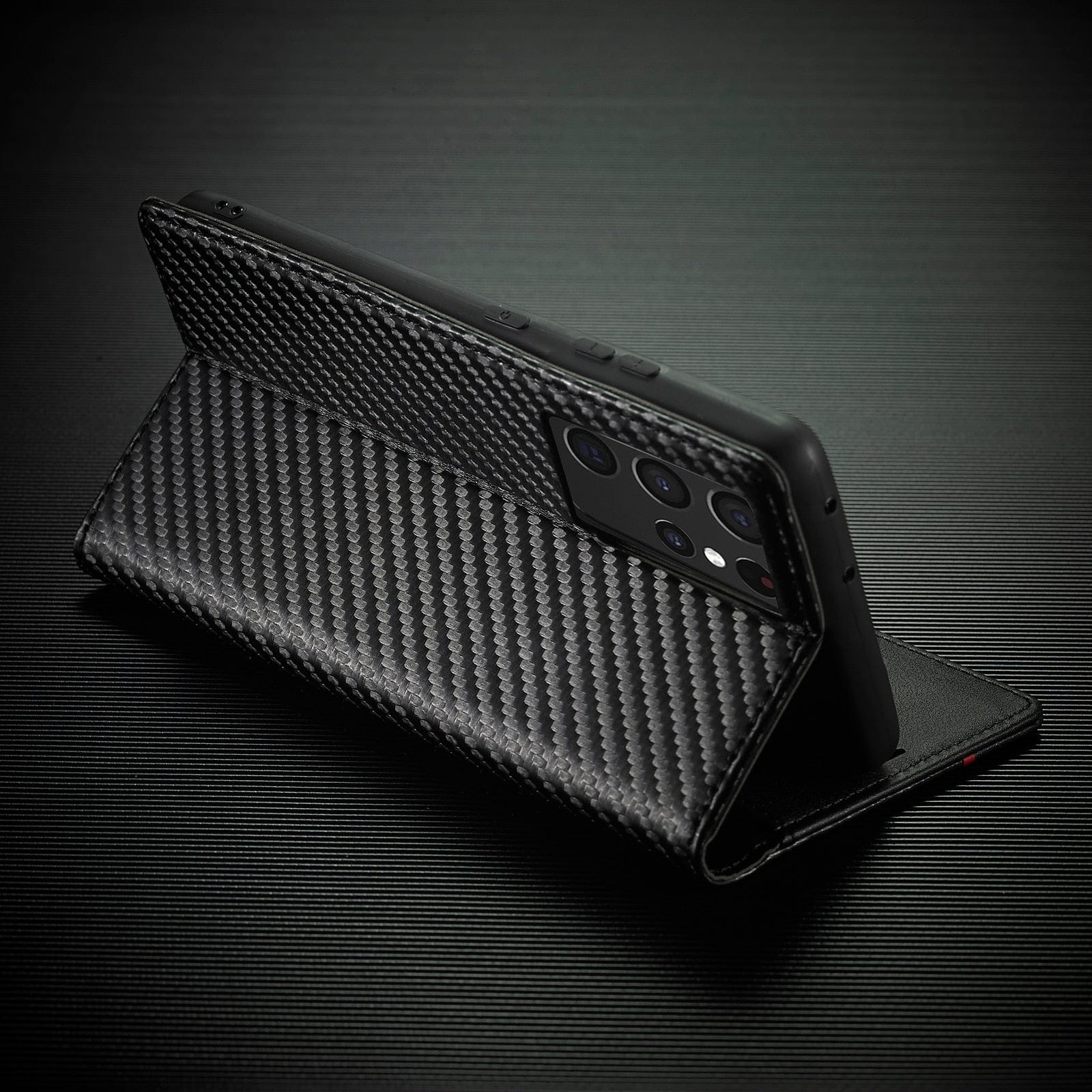 BowLift | S23 Phone case | Card holder made of carbon fiber leather with magnetic closure