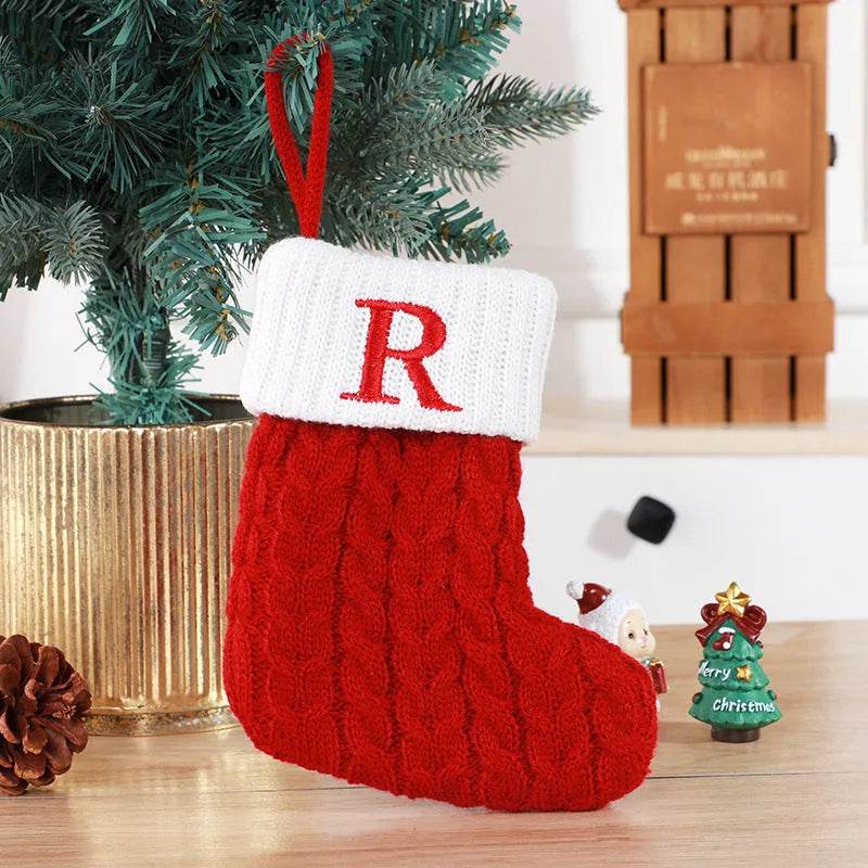 BowLift | Cute Letters Christmas Stockings Decorative Creative Tree Pendant Wool Knitted Socks