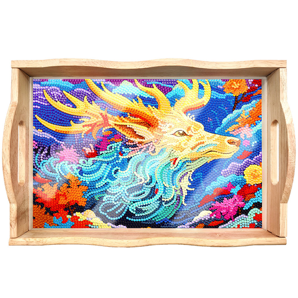 BowLift | DIY Diamond Painting Wooden Tray Food Tray with Handle Living Room Decoration Mandala Wooden Tray Kit