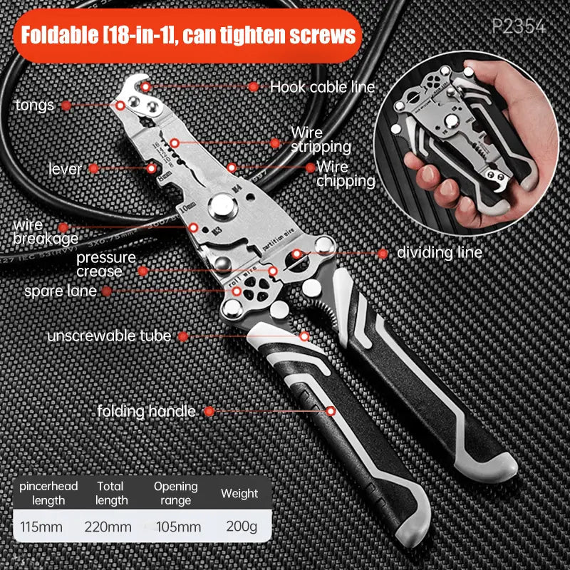 BowLift | Foldable 8-in-1 Wire Stripper for Electrical Work