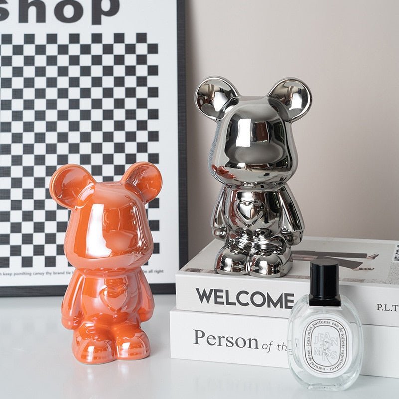 BowLift | Colorful Ceramic Bear Sculpture and Statue Piggy Bank Desk Ornament