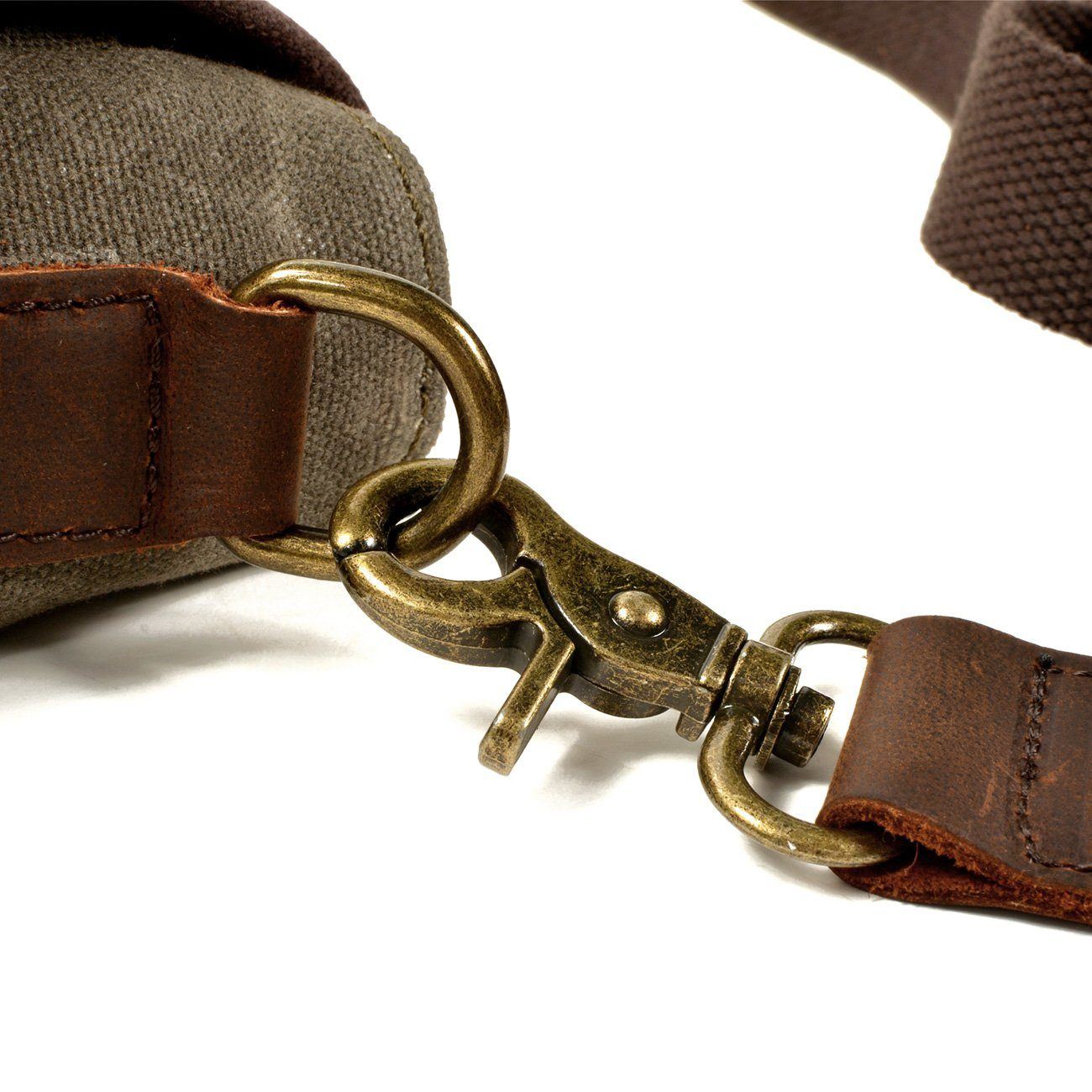 BowLift | HorizonPath - Compact Vintage Shoulder Bag - High-Quality Waxed Cotton and Full-Grain Leather