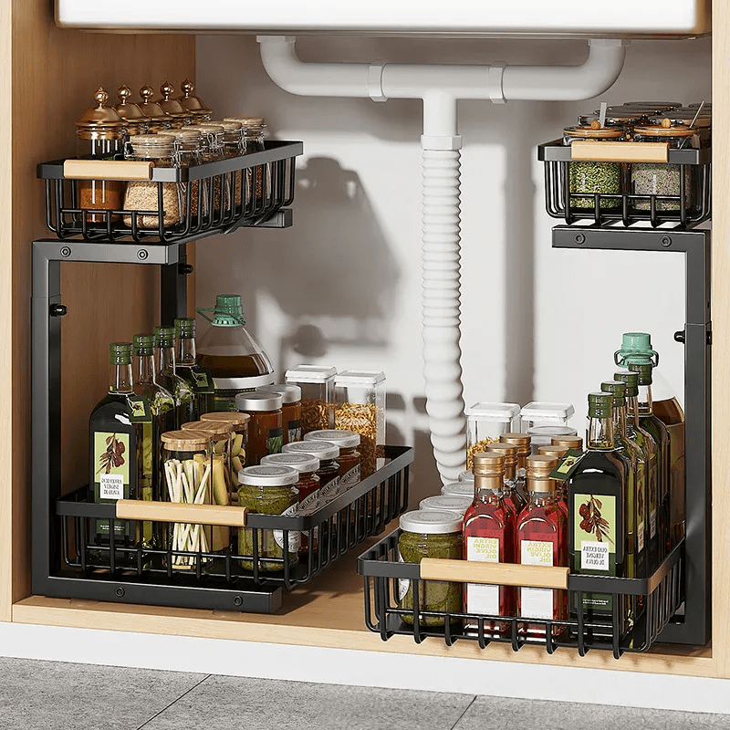 BowLift | Curcura – Heavy-Duty Adjustable Steel Under Sink Organizer for Kitchen & Bathroom