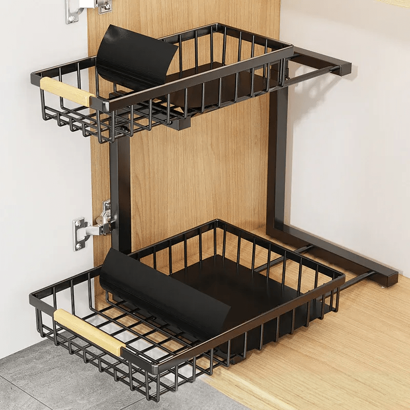 BowLift | Curcura – Heavy-Duty Adjustable Steel Under Sink Organizer for Kitchen & Bathroom