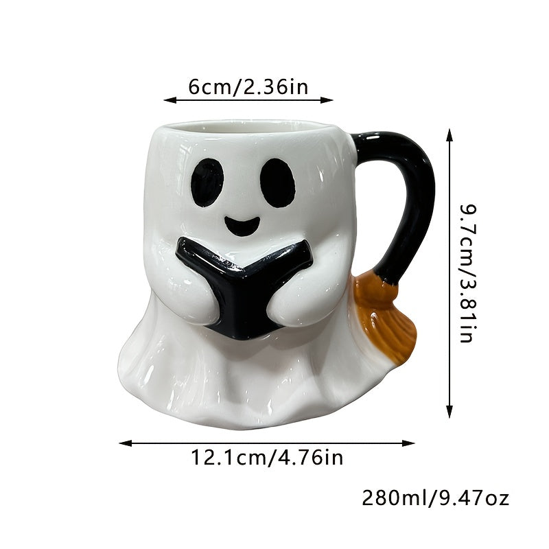BowLift | Halloween Ghost Mug – Ceramic Mug with Laughing Ghost Design