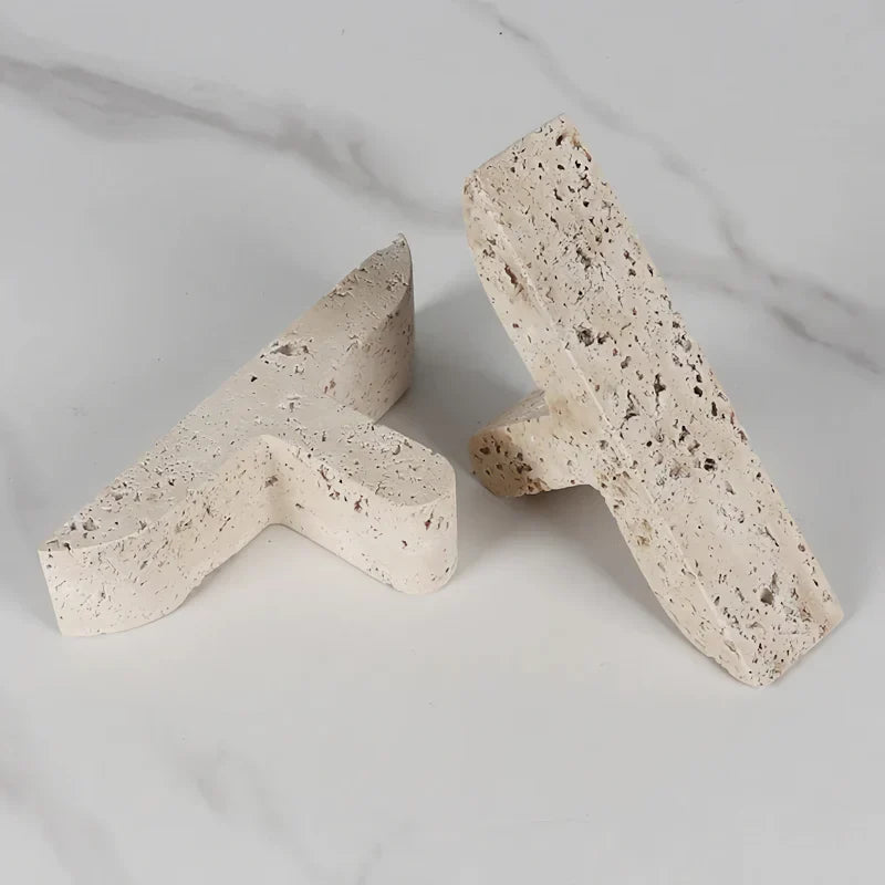 BowLift | Elegant Travertine Bookends for Shelves