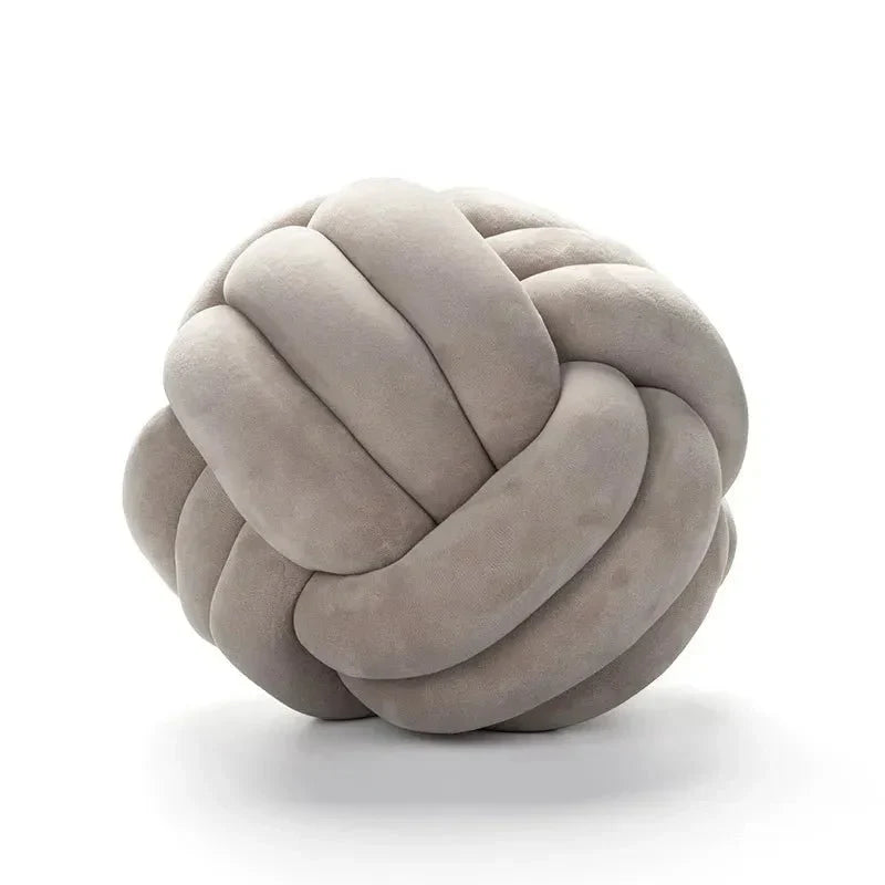 BowLift | Decorative, soft cushion with knotted ball in suede look