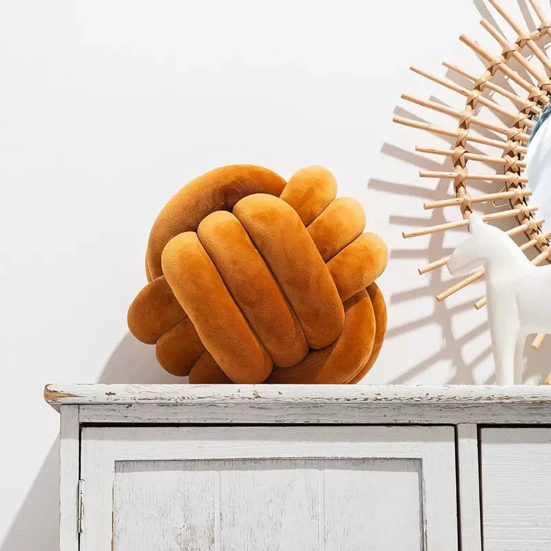 BowLift | Decorative knotted suede-look ball soft cushion