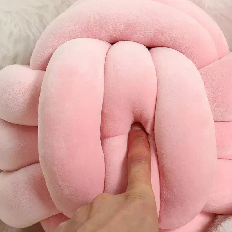 BowLift | Decorative, soft cushion with knotted ball in suede look