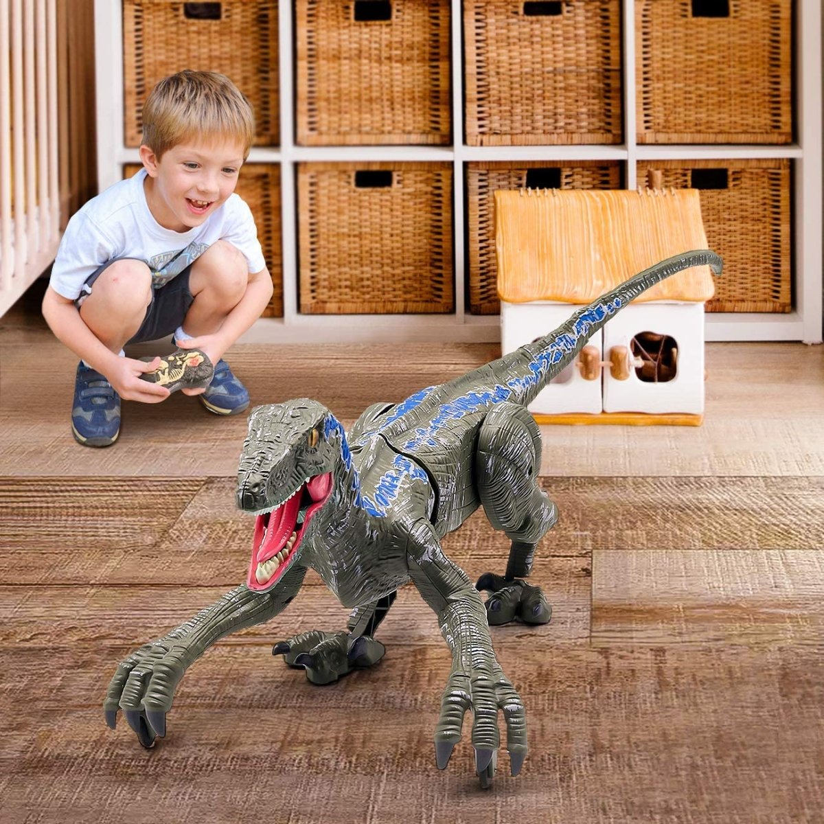 BowLift | Dinorex – Movable Velociraptor with light & sound for dino adventures