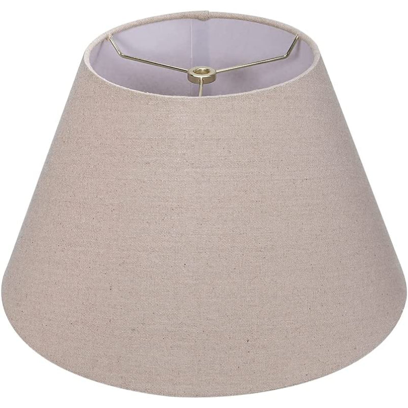 BowLift | Medium lampshade, barrel fabric lampshade for table lamp and floor lamp, 7x13x7.8 inches, natural ventilated linen, handmade, spider (white)