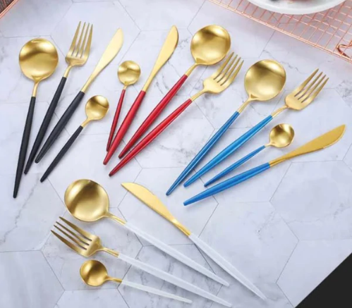 BowLift | LUXURIOUS STAINLESS STEEL 24-PIECE GOLD-SILVER CUTLERY SET