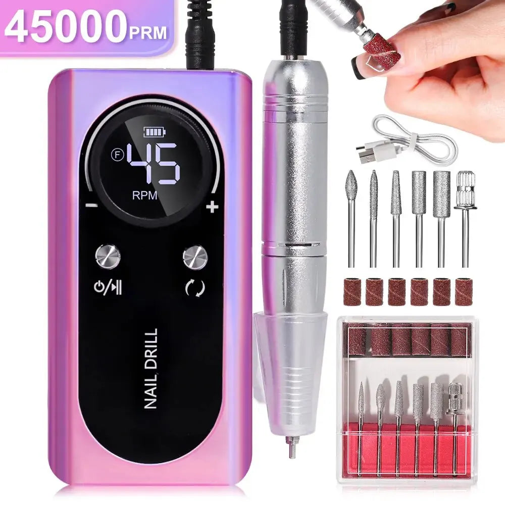 BowLift | Professional 45000RPM portable electric nail file with rechargeable battery | Low noise level for manicure