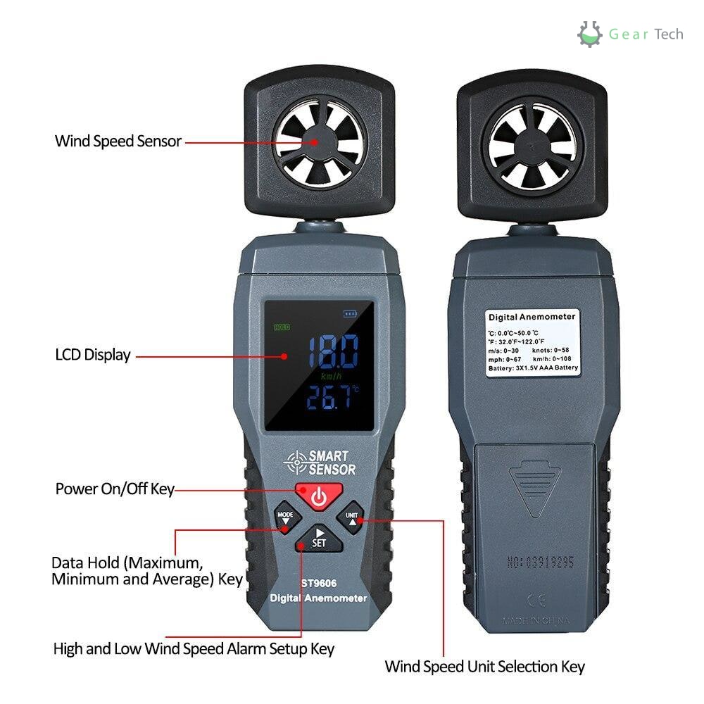 BowLift | Digital LCD Portable Wind Speed Measuring - Air Velocity Meter