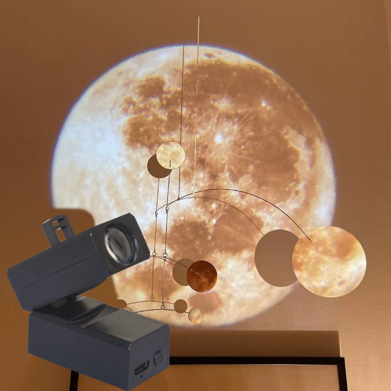 BowLift | Earth & Moon Projector Lamp | LED Night Light | Cosmic Ambiance with Multiple Modes