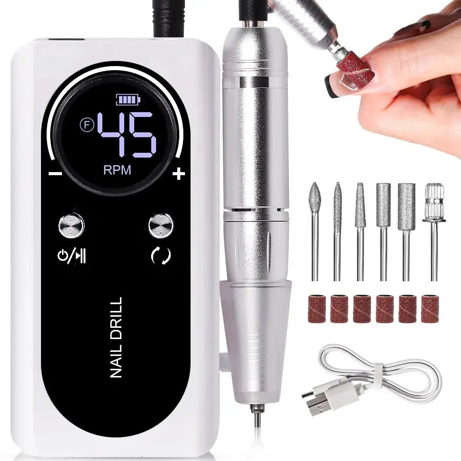 BowLift | Professional 45000RPM portable electric nail file with rechargeable battery | Low noise level for manicure