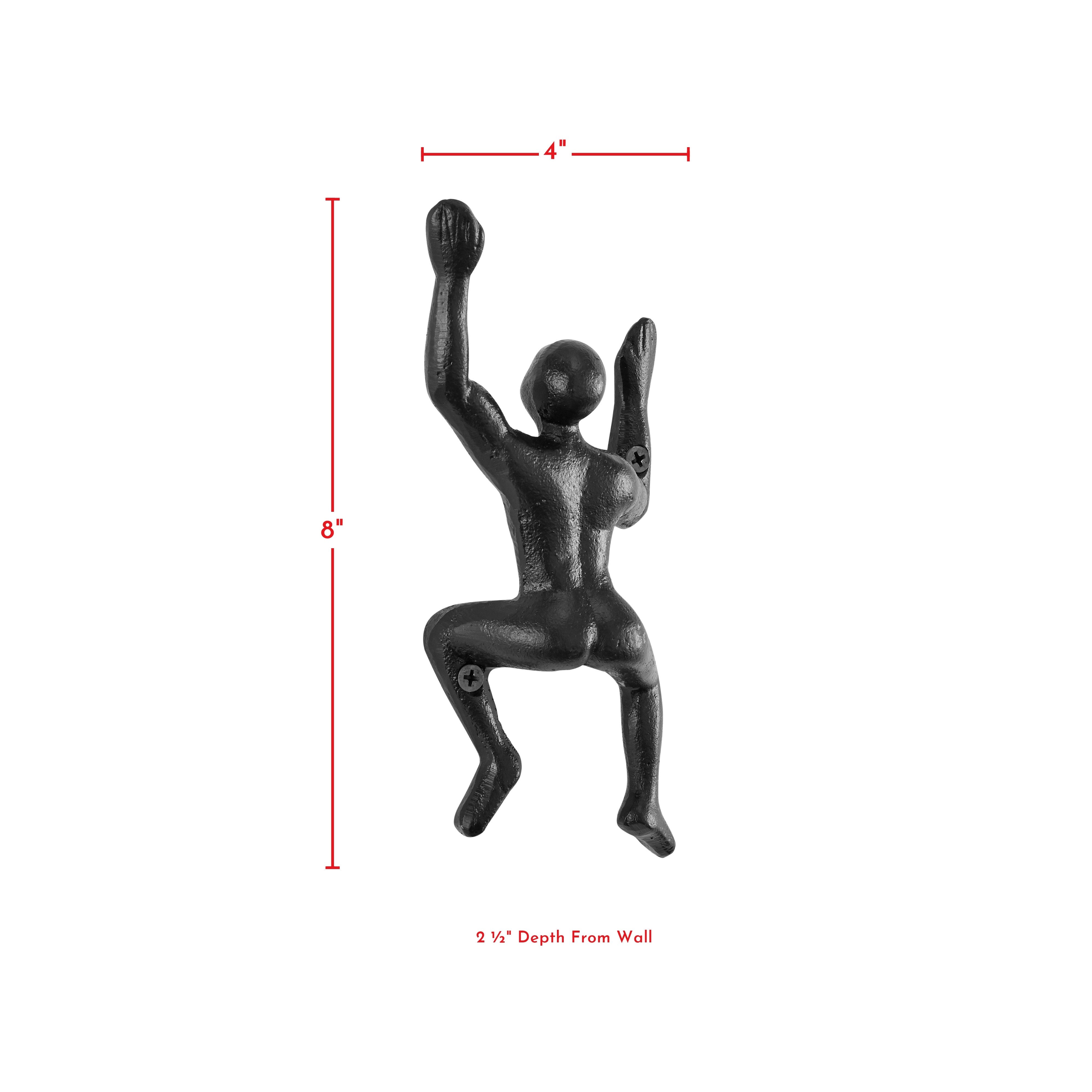 BowLift | "Wall Climber" Cast Iron Decorative Black Wall Mount Hooks (Set of 2)