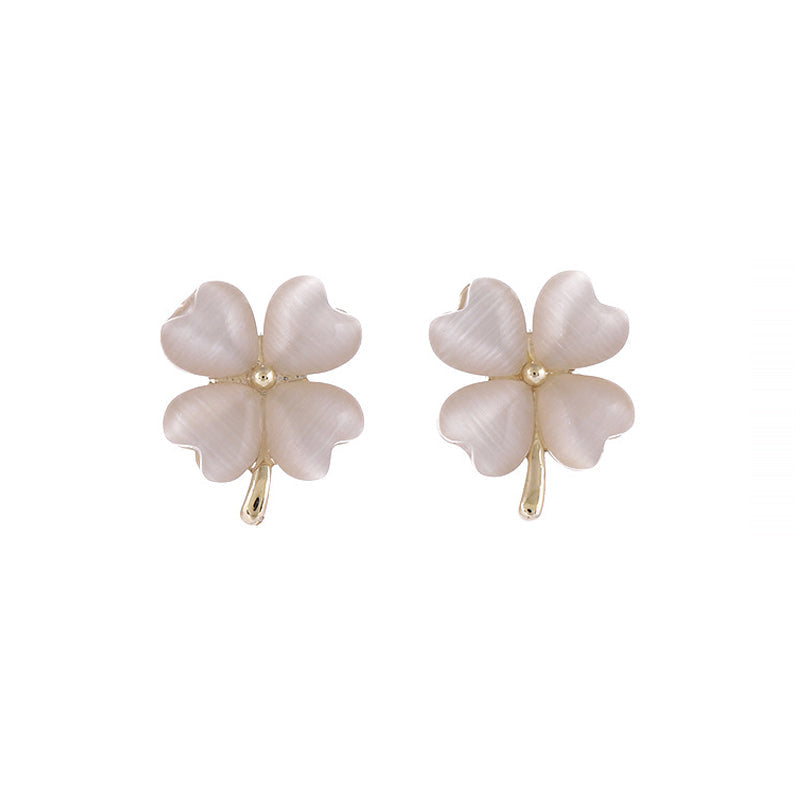 BowLift | Heart-shaped Opal Lucky Four Leaf Clover Earrings