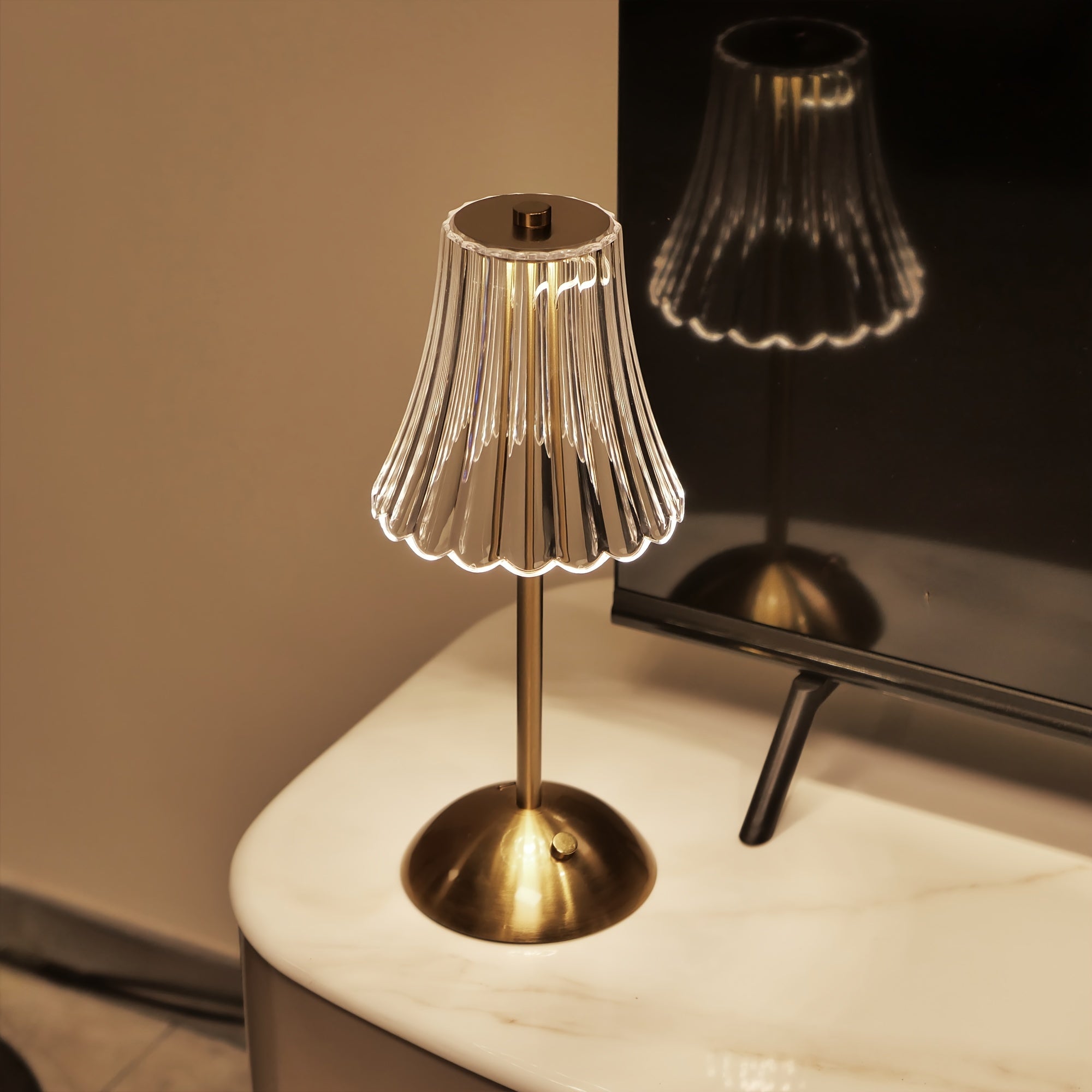 Crystaluxe Lamp - LED Crystal Table Lamp with Touch Function Bowlift