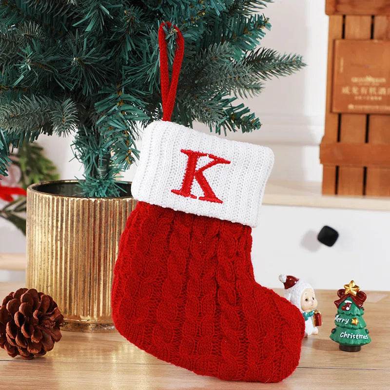 BowLift | Cute Letters Christmas Stockings Decorative Creative Tree Pendant Wool Knitted Socks
