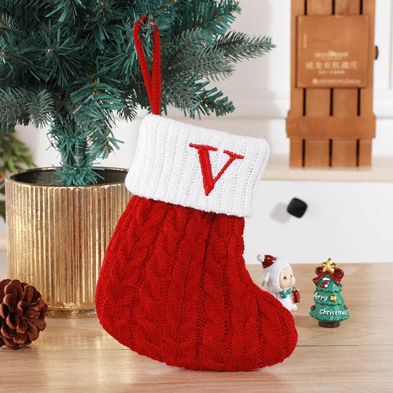BowLift | Cute Letters Christmas Stockings Decorative Creative Tree Pendant Wool Knitted Socks
