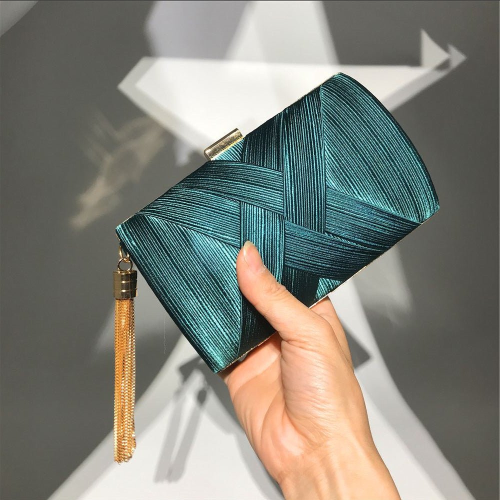 BowLift | Éclessa Luxury Evening Clutch | Satin tassel handbag for classic and modern elegance