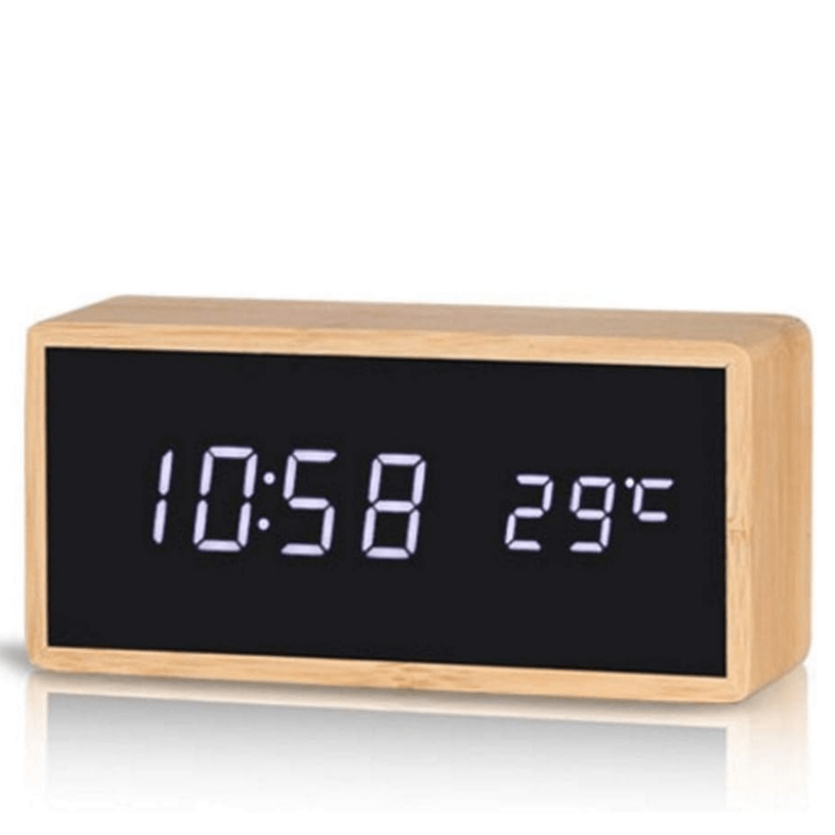 BowLift | ECOCLOCK – Bamboo LED Alarm Clock with Time and Temperature Display