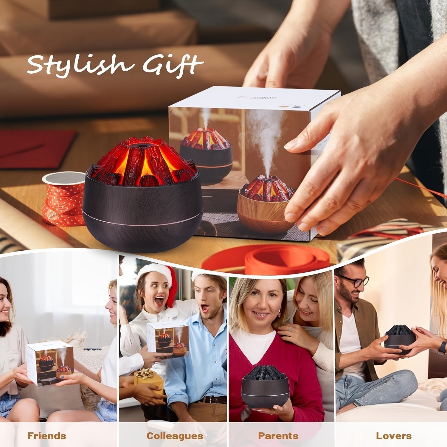 BowLift | Fire Diffuser - Mini simulated charcoal fire air humidifier with realistic flame effect