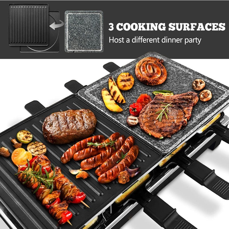 BowLift | Electric Grill with Reversible Non-Stick Plate and Raclette Trays for Indoor Cooking
