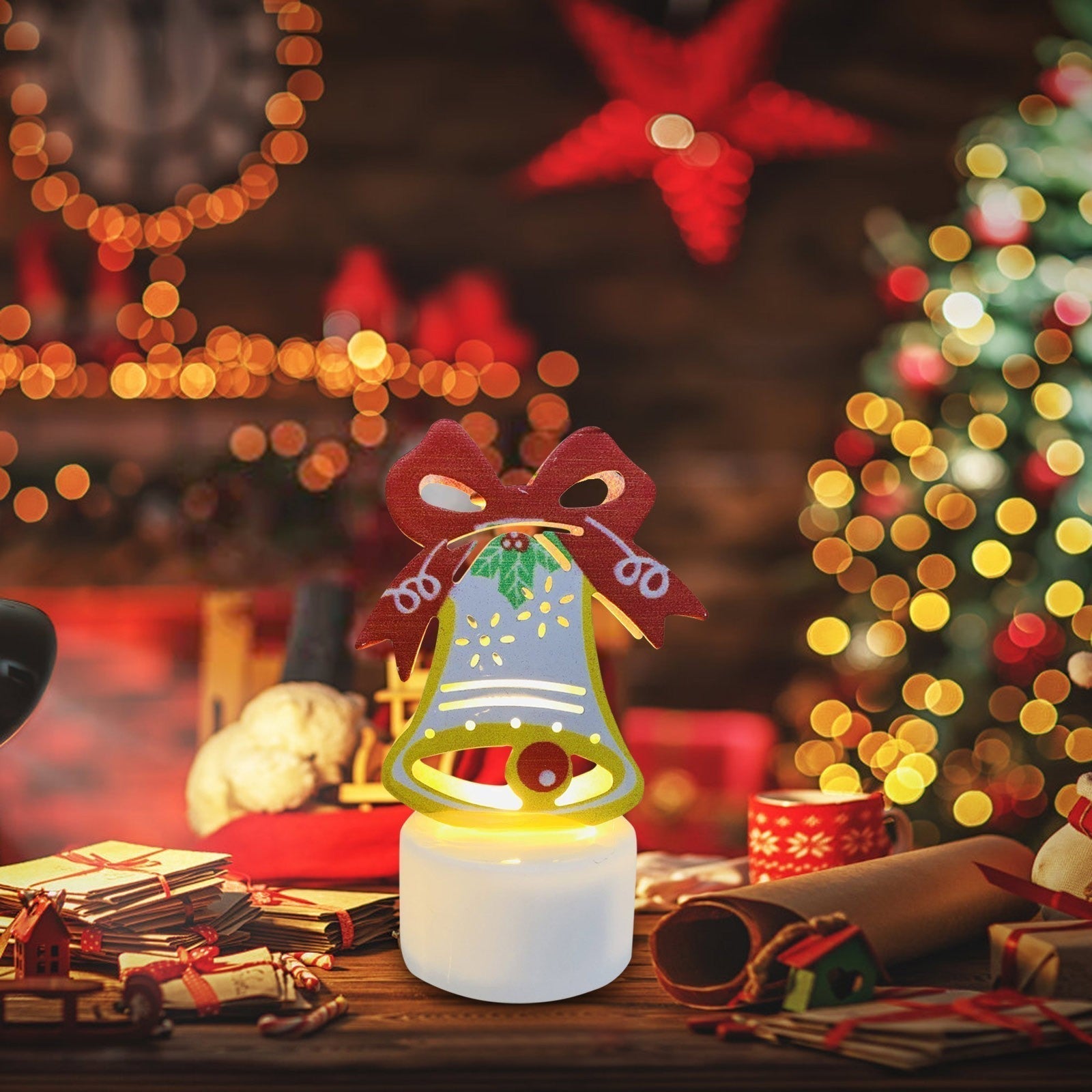 BowLift | Electronic LED Christmas Candle Lamps - Set of 10 – Adorable Santa, Snowman & Tree Night Lights for Festive Home, Party, & Garden Décor