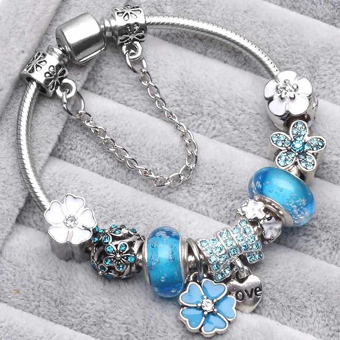 BowLift | Elegant Floral Charm Bracelet in 925 Sterling Silver for Women - Nature-Inspired Design
