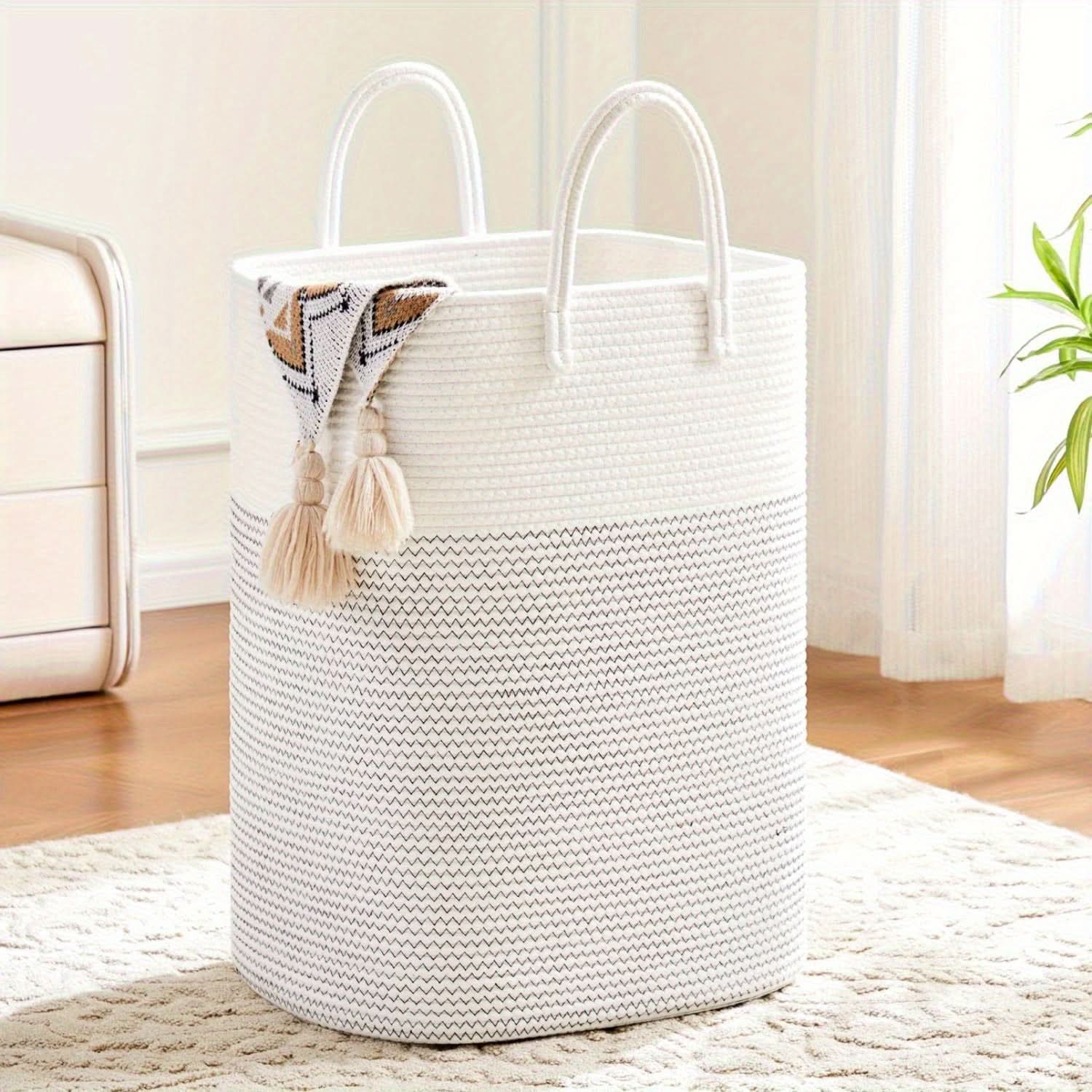 BowLift | Extra Large Laundry Hamper – 60L Woven Cotton Basket