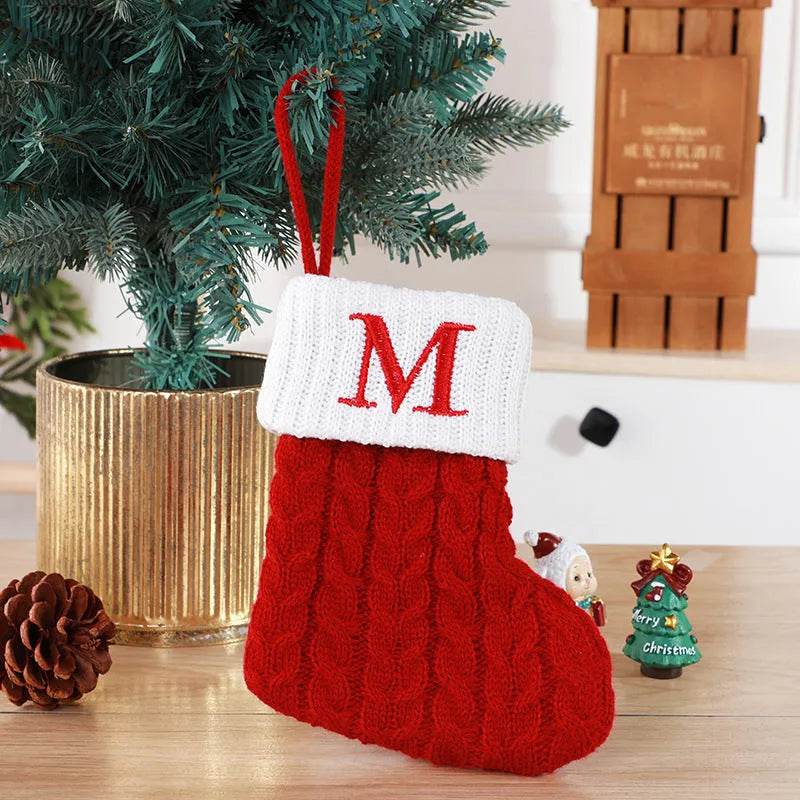 BowLift | Cute Letters Christmas Stockings Decorative Creative Tree Pendant Wool Knitted Socks