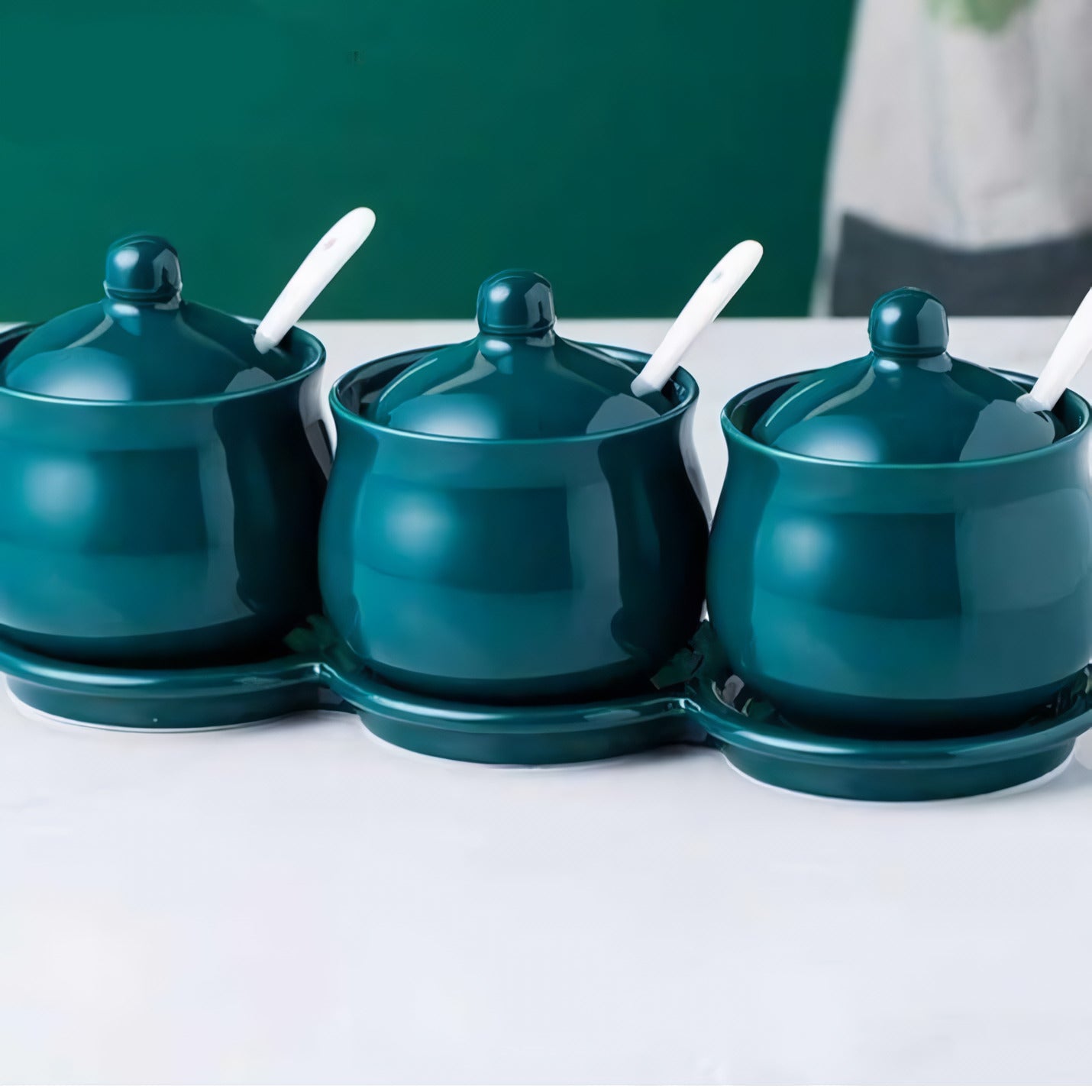 BowLift | Creative Nordic Style Light Luxury Emerald Ceramic Seasoning Jar Set