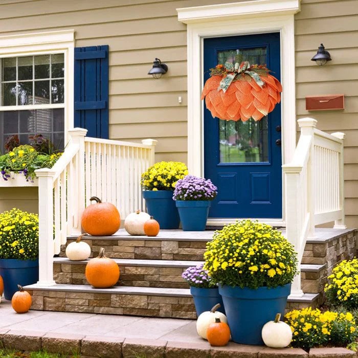 BowLift | Farmhouse Pumpkin Wreath For Front Door