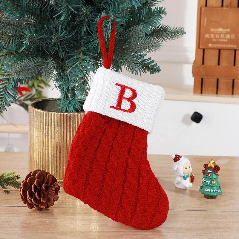 BowLift | Cute Letters Christmas Stockings Decorative Creative Tree Pendant Wool Knitted Socks