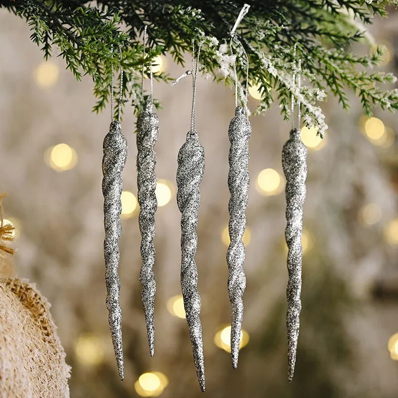 BowLift | Faux Icicle Christmas Ornaments Set– Winter Wonderland Tree Decorations for Parties & New Year Charm