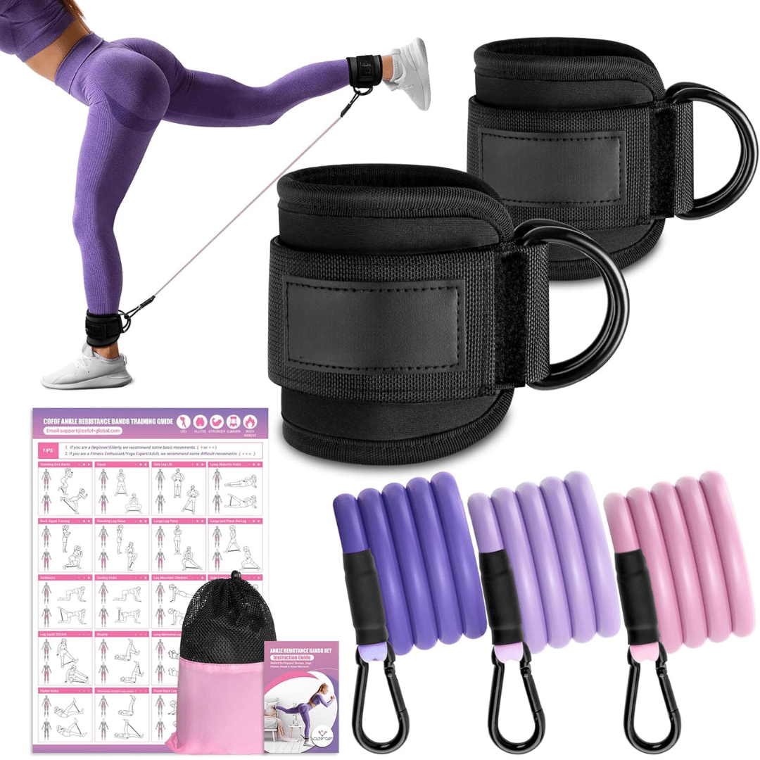 BowLift | FlexTone Resistance Bands – Hip and Glute Workout – Durable Ankle Bands with Training Guide – High-Performance Latex for Strength & Toning