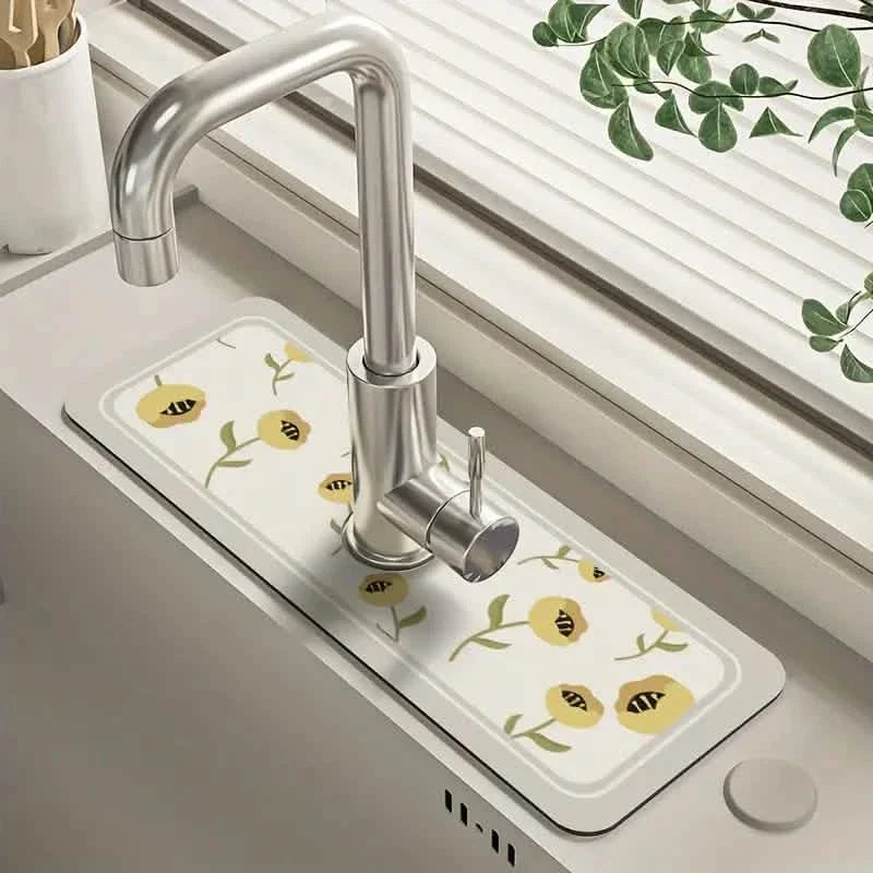 BowLift | Floral Sink Faucet Absorbent Mat