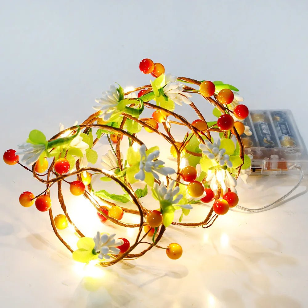 BowLift | Fruit And Flower String Lights – Battery-Powered Garland with Copper Wire, Perfect for Christmas, Thanksgiving, and Holiday Décor