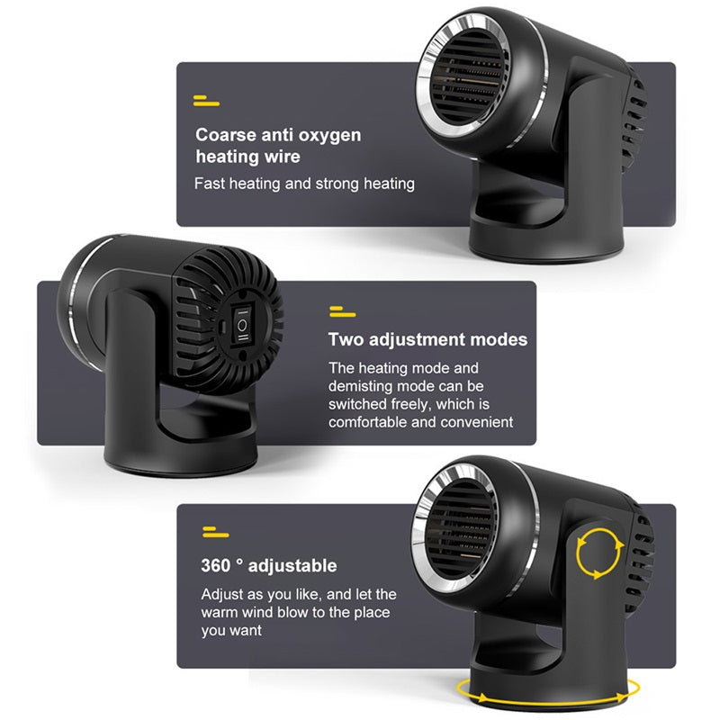 BowLift | 12V Portable Car Heater with 360° Rotation & Overheat Protection