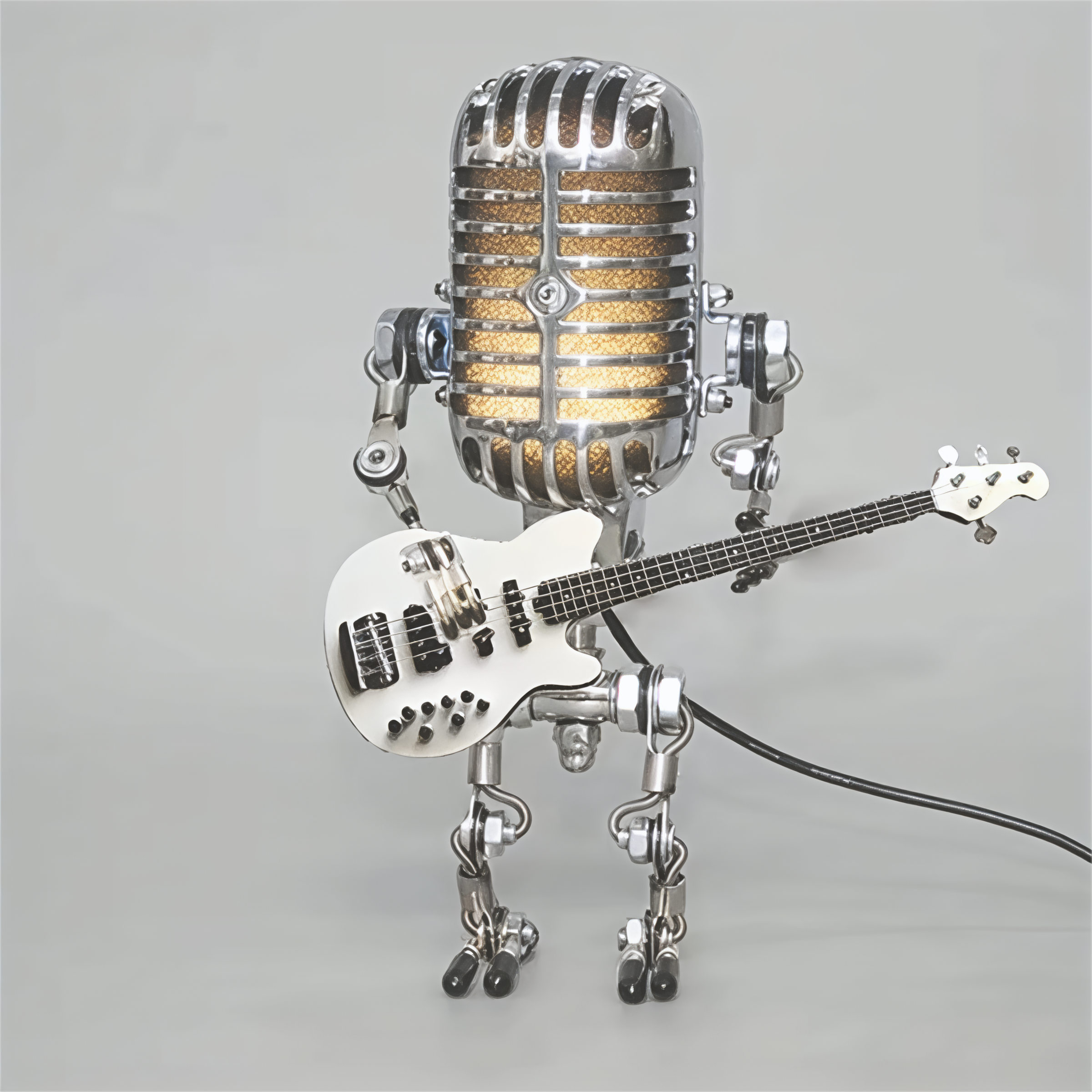BowLift | Table Lamp Robot Sculpture Metal Guitar Light