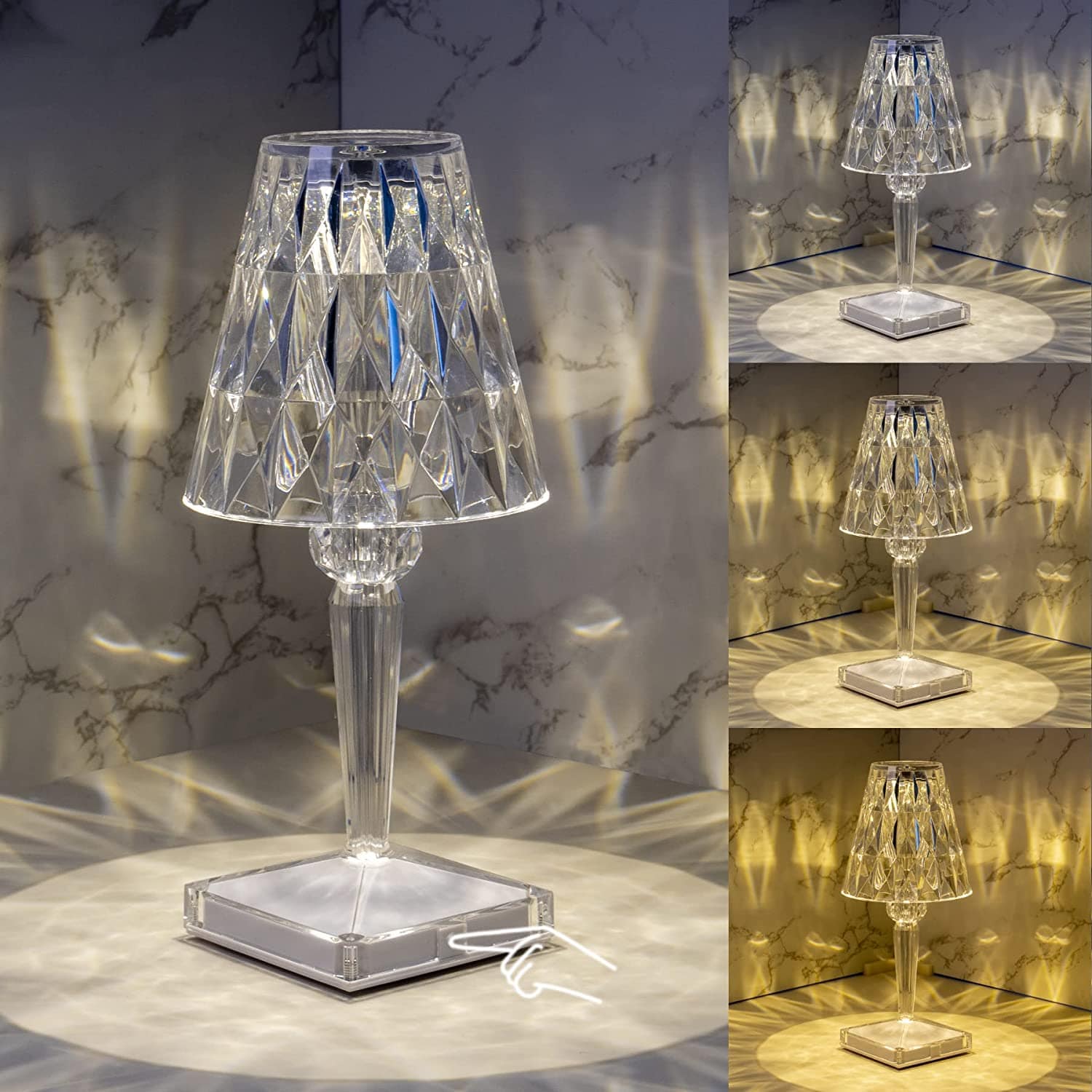BowLift | CrystaLamp - LED Table Lamp made of Diamond Crystal