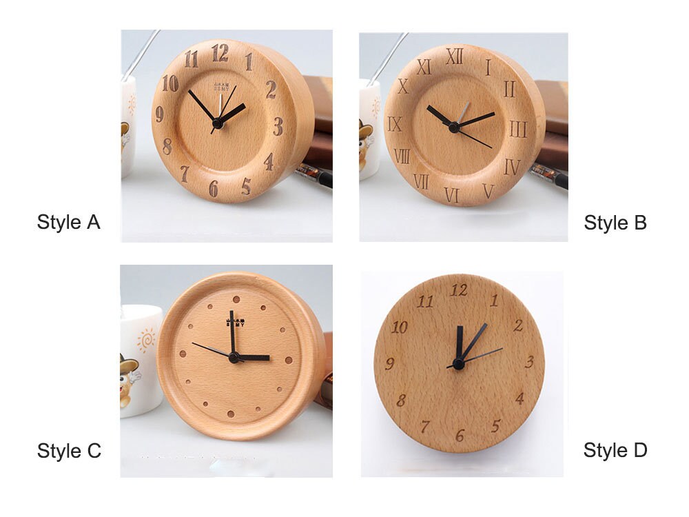 BowLift | Beech Wood Alarm Clock Small, No Screen Minimalist Desk Clock, Nightstand Clock, Gift for Him