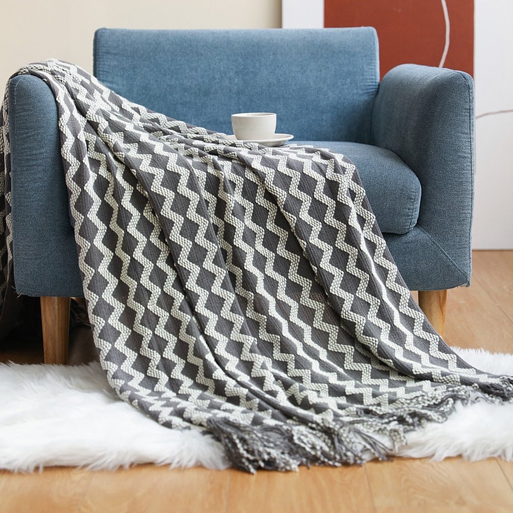 BowLift | Sofa Throw Knitted Cotton Decorative Blanket